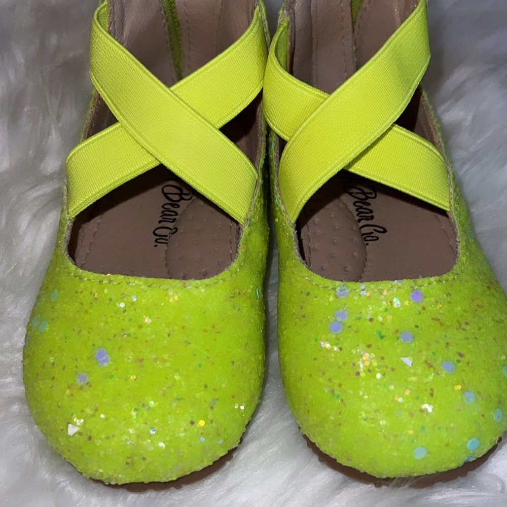 Highlighter yellow glitter ballerina shoes size 5c